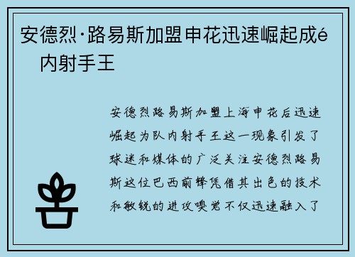 安德烈·路易斯加盟申花迅速崛起成队内射手王